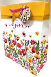 Opakowanie Torebka ozdobna matowa 26x32x12cm polne kwiaty