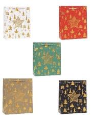 Opakowanie Torebka świąteczna brokat 26x32x10cm mix ROZETTE