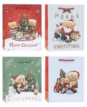 Opakowanie Torebka świąteczna brokat 26x32x10cm mix ROZETTE