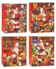 Opakowanie Torebka świąteczna Mikołaj 18x23x8cm mix ROZETTE