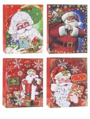 Opakowanie Torebka świąteczna Mikołaj 18x23x8cm mix ROZETTE