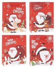 Opakowanie Torebka świąteczna Mikołaj 18x24x8cm mix ROZETTE