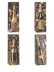 Opakowanie Torebka świąteczna na butelkę mix ROZETTE