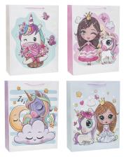Opakowanie Torebka z brokatem Unicorn 31x42x12cm mix ROZETTE 12 szt