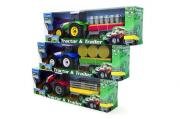 Opakowanie Traktor niebieski + przyczepa z sianem 1:32