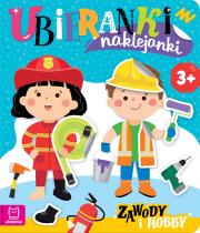 Ubieranki naklejanki. Zawody i hobby. Autor: Kaczyńska Agata. Dadada.pl Okładka książki Ubieranki naklejanki. Zawody i hobby