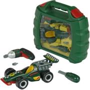 Walizka z autem i wkretarką Bosch. Wydawca: Malik. Dadada.pl Opakowanie Walizka z autem i wkretarką Bosch