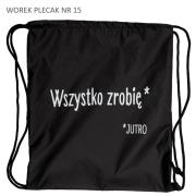 Opakowanie Worek plecak czarny Wszystko zrobię jutro