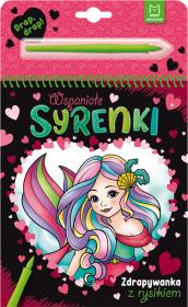 Wspaniałe syrenki. Zdrapywanka z rysikiem. Autor: Podgórska Anna. Dadada.pl Okładka książki Wspaniałe syrenki. Zdrapywanka z rysikiem