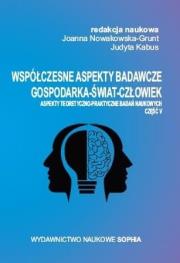 Współczesne aspekty badawcze. Gospodarka.... Autor: red. Joanna Nowakowska-Grunt, Judyta Kabus. Dadada.pl Okładka książki Współczesne aspekty badawcze. Gospodarka...