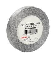 Opakowanie Wstążka brokatowa srebrna 12mmx22m