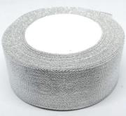 Opakowanie Wstążka brokatowa srebrna 38mmx22m