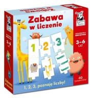 Zabawa w liczenie. Układanka edukacyjna 3-6 lat. Autor: Hubert Bobrowski, Magdalena Popovics, Pola August. Dadada.pl Okładka książki Zabawa w liczenie. Układanka edukacyjna 3-6 lat
