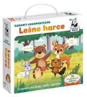 Zabawy logopedyczne. Leśne harce 3-7 lat. Autor: Izabela Gołaszewska, Urszula Petrycka-Fruga. Dadada.pl Okładka książki Zabawy logopedyczne. Leśne harce 3-7 lat
