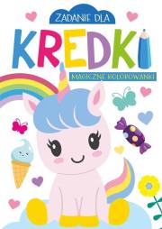 Zadanie dla kredki. Magiczne kolorowanki. Autor: Monika Kalinowska. Dadada.pl Okładka książki Zadanie dla kredki. Magiczne kolorowanki