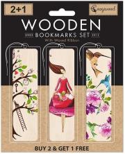 Opakowanie Zakładki drewniane do książki 2+1 Kwiatowe