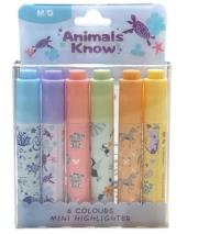 Opakowanie Zakreślacz mini Animals Planet 6 kolorów
