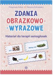 Zdania obrazkowo-wyrazowe Materiał do terapii samogłosek. Autor: Małgorzata Kobus, Marzena Polinkiewicz. Dadada.pl Okładka książki Zdania obrazkowo-wyrazowe Materiał do terapii samogłosek