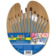 Opakowanie Zestaw 12 pędzli z drewnianym uchwyt + paletka