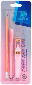 Zestaw piśmienniczy pastelowy Astrapen Rose Gold 3 elementy. Wydawca: ASTRA art-pap. Dadada.pl Opakowanie Zestaw piśmienniczy pastelowy Astrapen Rose Gold 3 elementy