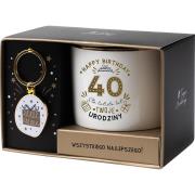 Opakowanie Zestaw prezentowy na 40 urodziny biało-złoty