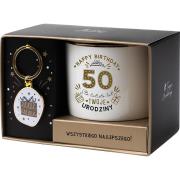 Opakowanie Zestaw prezentowy na 50 urodziny biało-złoty