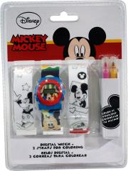 Opakowanie Zestaw zegarek cyfrowy z paskami do kolorowania Mickey WD20326