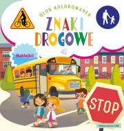 Znaki drogowe. Blok kolorowanek z naklejkami. Autor: Opracowanie zbiorowe. Dadada.pl Okładka książki Znaki drogowe. Blok kolorowanek z naklejkami