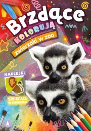 Zwierzaki w zoo. Brzdące kolorują + naklejki świecące w ciemności. Autor: Opracowanie zbiorowe. Dadada.pl Okładka książki Zwierzaki w zoo. Brzdące kolorują + naklejki świecące w ciemności