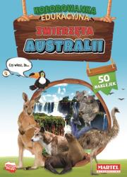 Zwierzęta Australii z naklejkami. Kolorowanka edu. Autor: HUBERT WŁODARCZYK. Dadada.pl Okładka książki Zwierzęta Australii z naklejkami. Kolorowanka edu