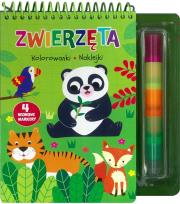 Okładka książki Zwierzęta. Kolorowanki, naklejki, 4 neonowe markery