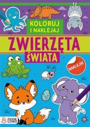 Okładka książki Zwierzęta świata. Kolorowanki z naklejkami