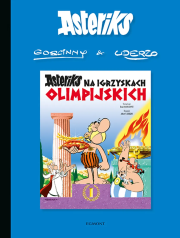Asteriks na igrzyskach olimpijskich. Tom 12. Autor: Albert Uderzo, René Goscinny. Dadada.pl Okładka książki Asteriks na igrzyskach olimpijskich. Tom 12