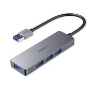 Okładka książki AUKEY CB-H36 HUB USB-C SLIM ALUMINIUM 4XUSB 3.0