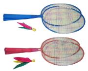 Badminton krótki z lotką z piórkiem MIX. Wydawca: SWEDE. Dadada.pl Opakowanie Badminton krótki z lotką z piórkiem MIX