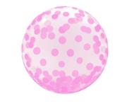 Opakowanie Balon Aqua kryształowy różowe grochy 37cm