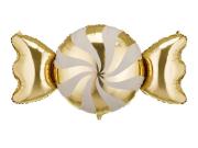Opakowanie Balon foliowy Cukierek beżowo-złoty 113x54cm