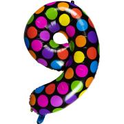 Opakowanie Balon foliowy cyferka 9 w kropki