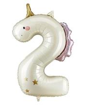 Opakowanie Balon foliowy Cyfra 2 Jednorożec 93cm