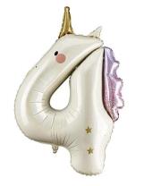 Opakowanie Balon foliowy Cyfra 4 Jednorożec 93cm