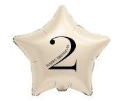 Opakowanie Balon foliowy Gwiazda kremowa cyfra 2 44cm