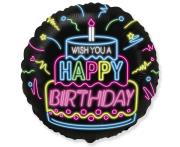 Opakowanie Balon foliowy Happy Birthday neon 45cm