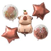 Balony foliowe matowe kapibara - gwiazdka 5szt. Wydawca: Dalprint. Dadada.pl Opakowanie Balony foliowe matowe kapibara - gwiazdka 5szt