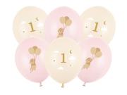 Opakowanie Balony Myszki z cyferką 1 Pale Pink 30cm 6szt