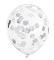 Opakowanie Balony z konfetti kółka srebrny 30cm 6szt