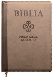 Okładka książki Biblia pierwszego Kościoła z paginat. brązowa