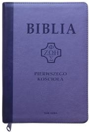 Okładka książki Biblia pierwszego Kościoła z paginat. fioletowa