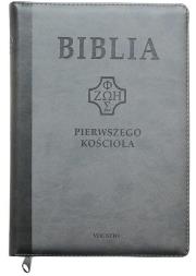 Okładka książki Biblia pierwszego Kościoła z paginat. suwak szary