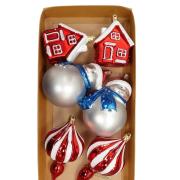 Opakowanie Bombki na choinkę 6szt Domek, Bałwan