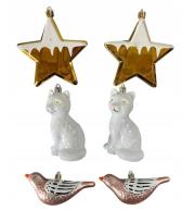 Opakowanie Bombki na choinkę 6szt Gwiazda, Kot, Ptaszek